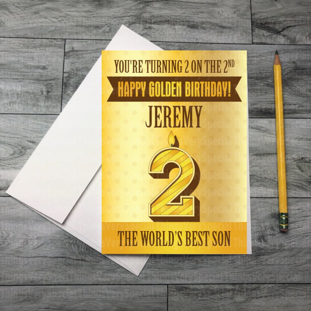 Golden Birthday Card for 2 Year Old Son 2nd Golden Birthday Etsy