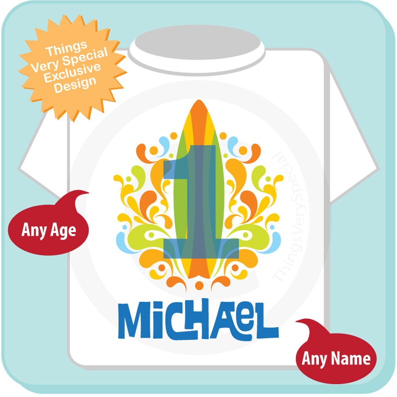 Boy's First Birthday Surfing Big Number 1 Shirt Etsy
