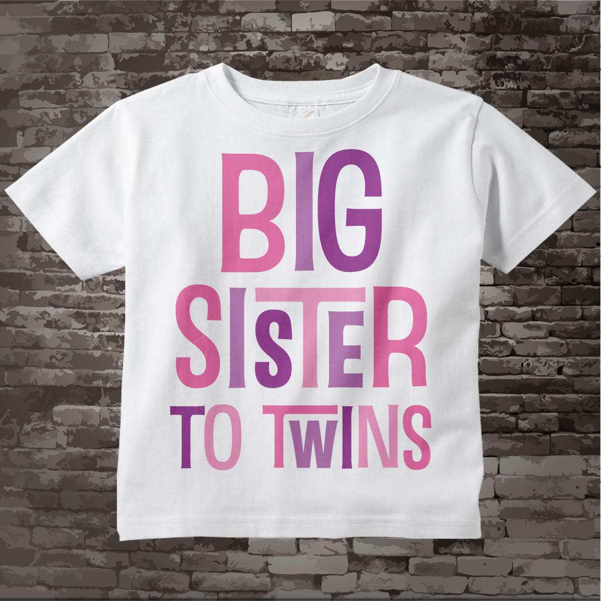 Big Sister to Twins Shirt Infant Toddler or Youth Tee Shirt Pink
