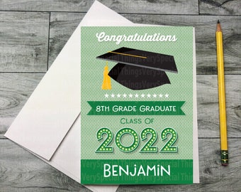 8th Grade Graduation Card, Personalized Eighth Grade Graduation Card for any year 01142022d1222