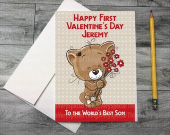 First Valentine's Day card for Son, Personalized 1st Valentine's Day card for Son. 12302020b2