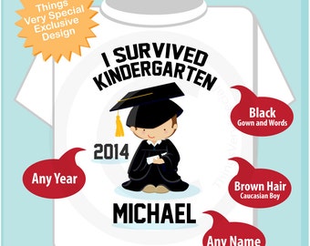 Personalized I Survived Kindergarten Shirt Kindergarten Graduate Shirt Child's Back To School Shirt (05172012b)