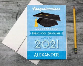 Preschool Graduation Card, Personalized Preschool Graduation Card for any year 03282021a