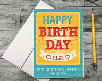 Happy Birthday Nephew Card, Personalized Happy Birthday to the World's Best Nephew Card 03102021b10