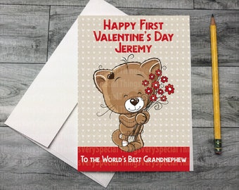 First Valentine's Day card for Grandnephew, Personalized 1st Valentine's Day card for Grandnephew. 12302020b4x