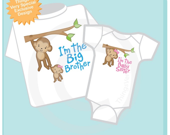 I'm the Big Brother and I'm the Baby Sister set of 2, Sibling Shirt and Onesie set (05232013a)