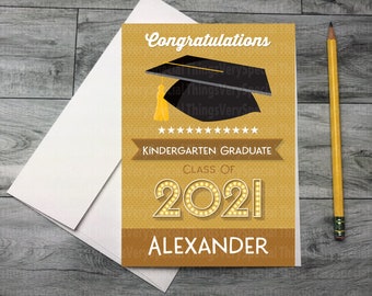 Kindergarten Graduation Card, Personalized Kindergarten Graduation Card for any year 03292021a2