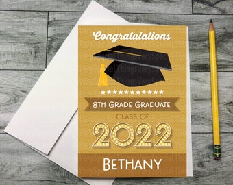 8th Grade Graduation Card, Personalized Eighth Grade Graduation Card for any year 03292021a1222x