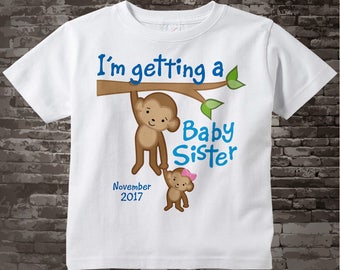 Personalized I'm getting a Baby Sister Shirt or Onesie Bodysuit, Boy's Onesie with Due Date of Baby Sister 05152017ex