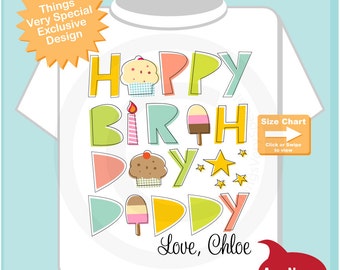 Happy Birthday Daddy Shirt, Personalized Happy Birthday Daddy Shirt or Onesie with Child's Name, Happy Birthday Daddy Shirt (08072014a)