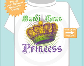 Mardi Gras Princess Shirt or Onesie Bodysuit, Mardi Gras Princess Shirt or Onesie, Princess Shirt for Toddlers and Kids (12182014e)