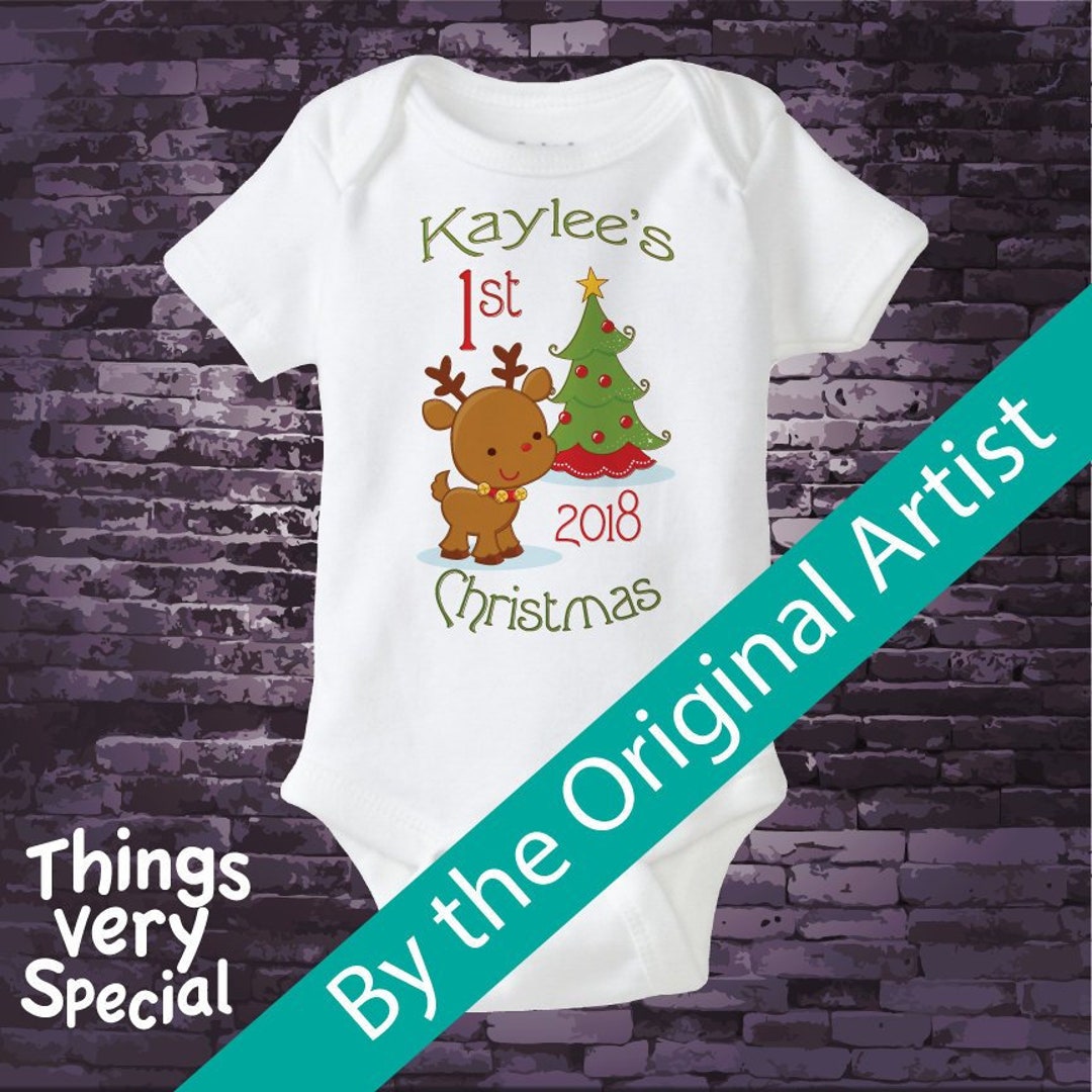 1st Christmas Outfit, My First Christmas Onesie, Personalized Bodysuit ...