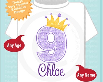 9th Birthday Shirt, Purple Ninth Birthday Outfit top, Personalized Girls Birthday Shirt - 9th birthday girl - birthday girl gift - 04112019b