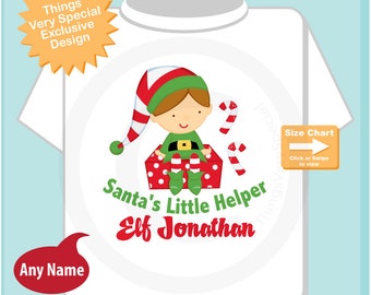 Boy's Personalized Christmas Shirt or Onesie, Santa's Helper Shirt, Santa's Little Helper Elf Tee Shirt or Onesie (11292010a)