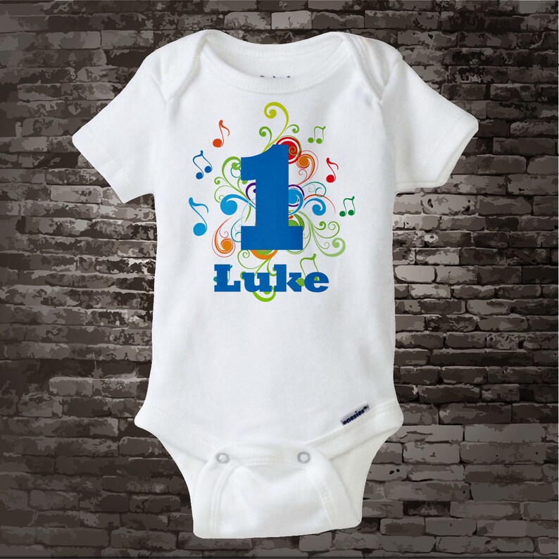 Music Themed First Birthday Onesie Personalized Boy'd 1st | Etsy