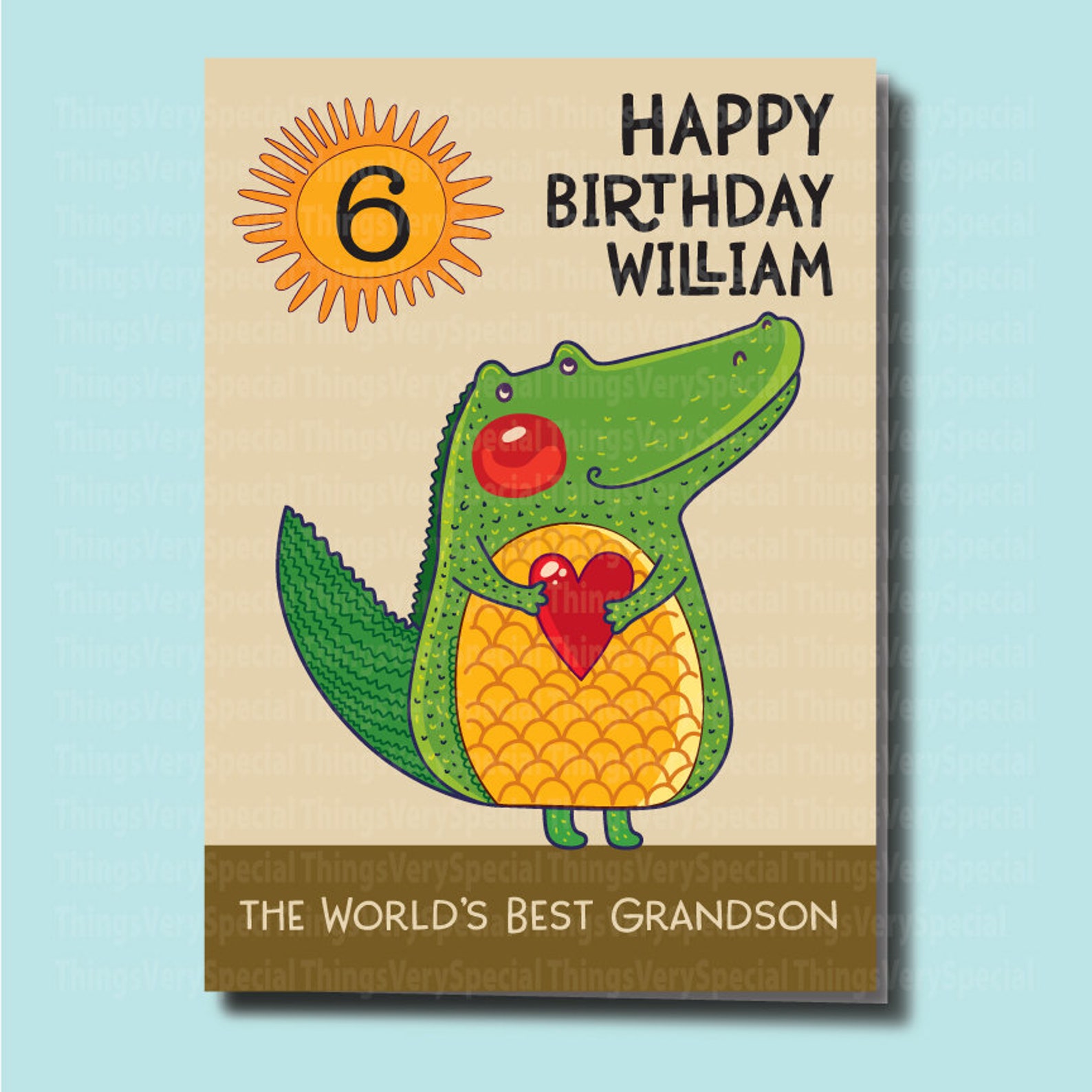 Birthday Card for 6 Year Old Grandson 6th Birthday Card for - Etsy