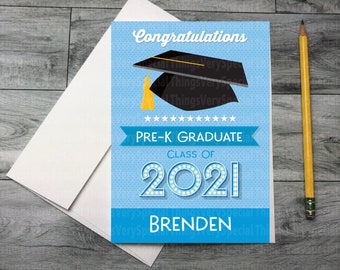 Pre-K Graduation Card, Personalized Pre-K Graduation Card for any year 03282021a3