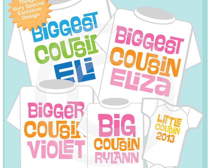 Set of Five Cousin Tees or Oneises in any combination of boys and girls (10272012a)