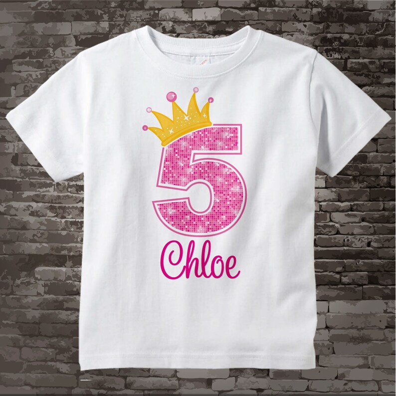 5th Birthday Shirt, Pink 5th Birthday Outfit top, Personalized Girls Birthday Shirt 5th birthday girl birthday girl gift 10032016fzx image 1