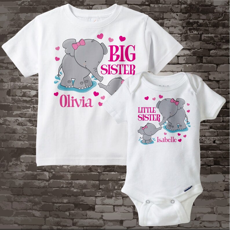Matching Sister Outfits Personalized Elephant Big Sister Etsy