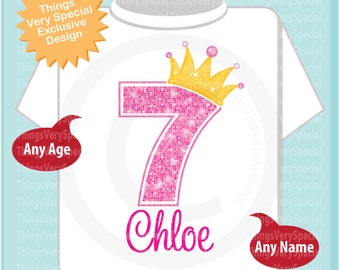 7th Birthday Shirt, Pink Seventh Birthday Outfit top, Personalized Girls Birthday Shirt - 7th birthday girl - birthday girl gift - 04112019a