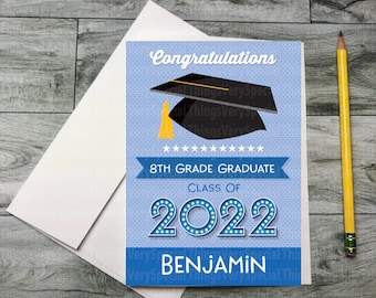 8th Grade Graduation Card, Personalized Eighth Grade Graduation Card for any year 01142022c1222x