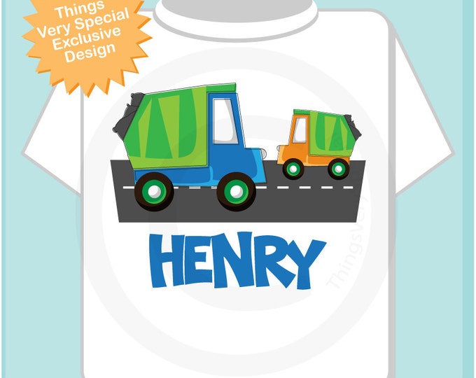 Personalized Garbage Truck Tee Shirt or Onesie (01072013b)