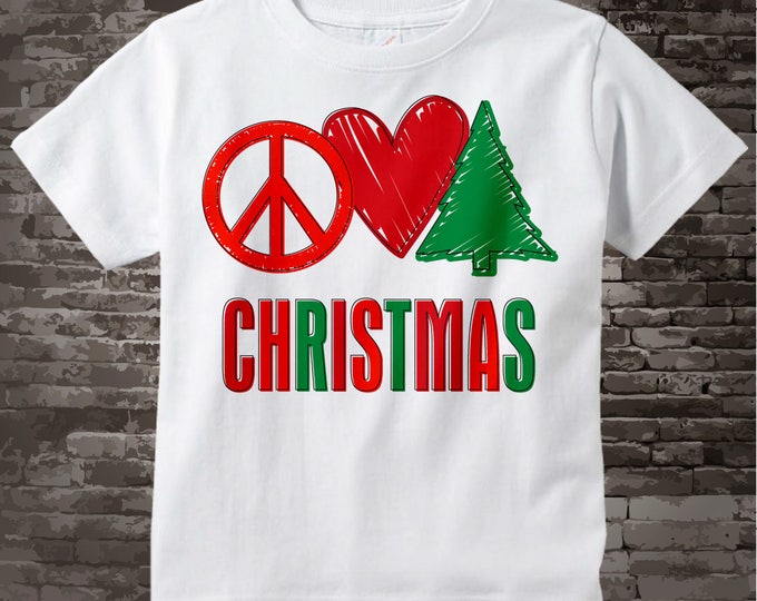 Kids Christmas Outfit - Pre Teen Christmas Gift - Christmas Clothing - Christmas Top - Christmas Shirt - Peace Love Shirt 09262011g
