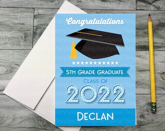 5th Grade Graduation Card, Personalized Fifth Grade Graduation Card for any year 03282021a922