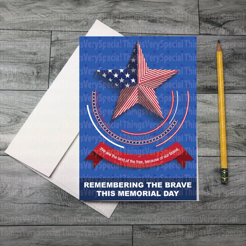 Memorial Day Card Remembering the Brave Memorial Day Card 04122021a Etsy