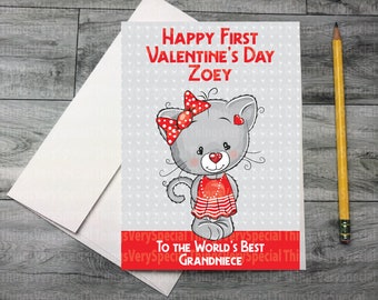 First Valentine's Day card for Grandniece, Personalized 1st Valentine's Day card for Grandniece. 01262021d