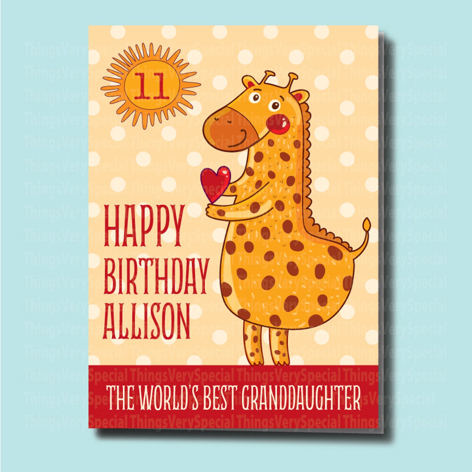 Birthday Card for 11 Year Old Granddaughter 11th Birthday Etsy