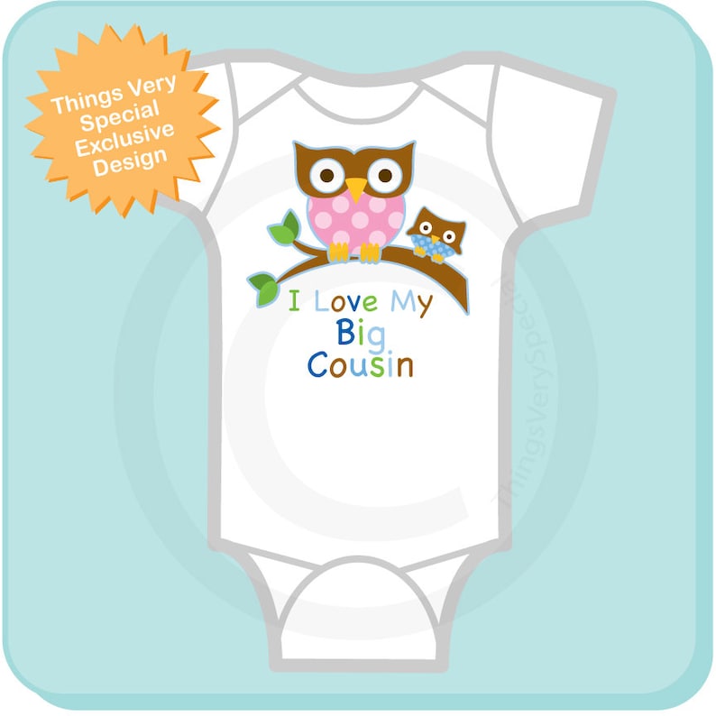 Little Cousin Owl Tee Shirt or Onesie Pregnancy Announcement 07082013a Boy/'s I Love My Big Cousin