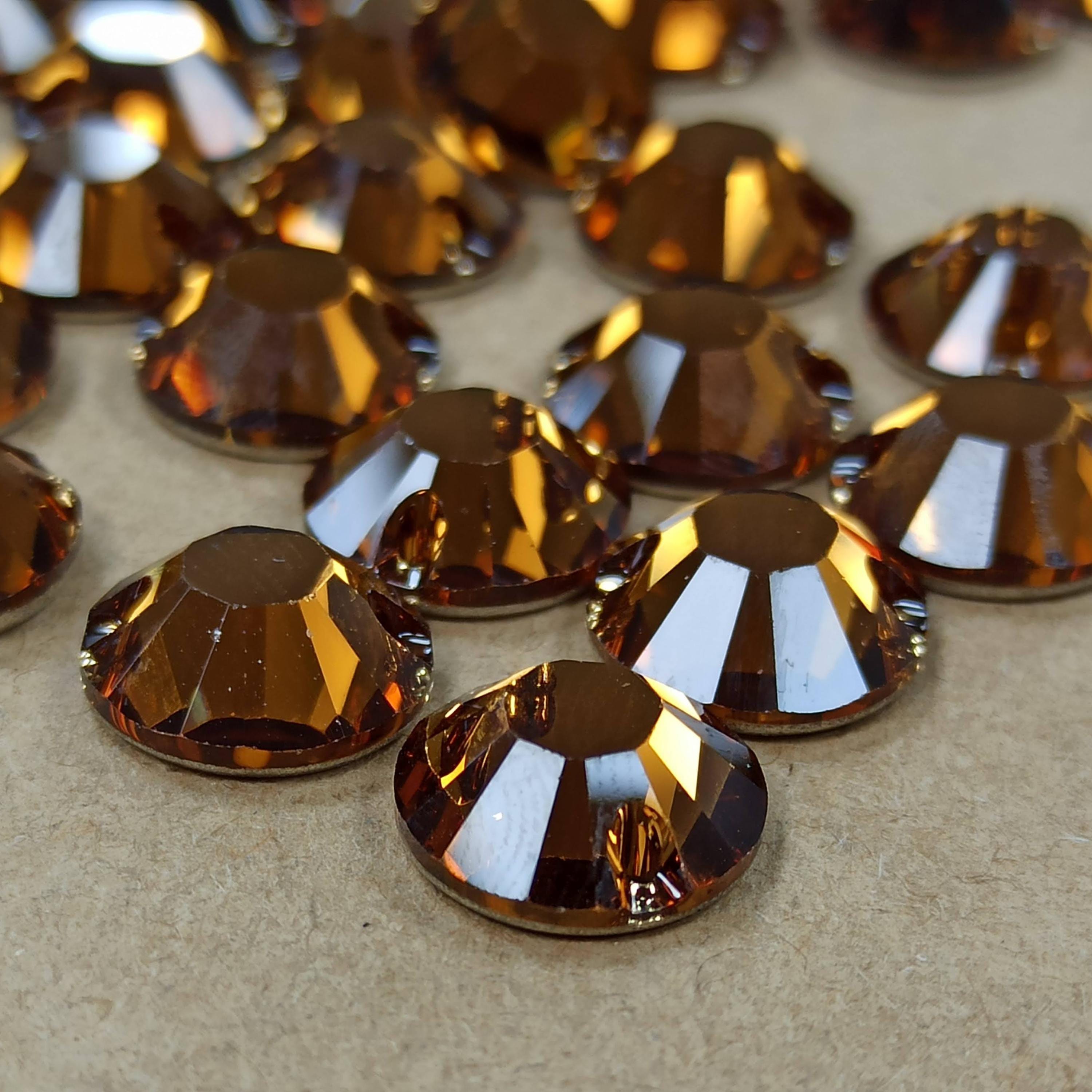 Swarovski 12mm Sew-on Crystal Stone, Smoked Topaz Brown Glass