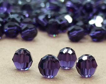Swarovski paarse fluwelen kristalkralen: ronde facetkralen van 6 mm