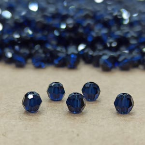 Swarovski Dark İndigo Round Crystal Beads, Blue Round Beads, İndigo Blue, Dark Blue Round Bead, Navy Blue Beads, Dark Blue Crystals