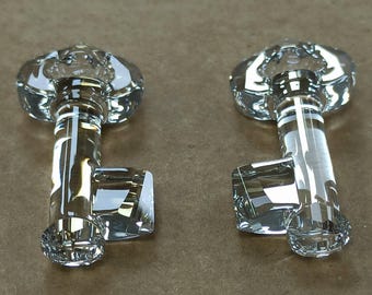 Swarovski Crystal Key Pendant: Silver Shade, Jewelry Making (30/50mm