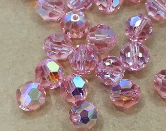 Swarovski Light Rose AB Kristallperlen: Rund & Bicone Cut, 5-8 mm