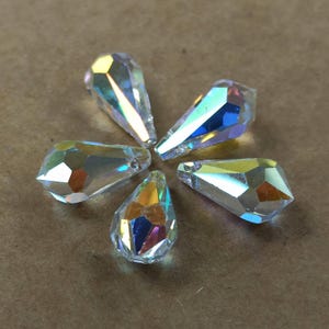 Swarovski 6000 Teardrop Clear Ab Crystal Pendant Beads, Crystal Ab Drop, İridescent Teadrop, Rainbow Drop Charm, Large Drop Pendant
