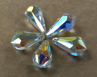 Swarovski Crystal Teardrop Pendant: Iridescent Clear AB Drop, 18mm