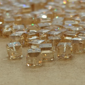 Swarovski Golden Shadow Cube Crystal Beads, Gold Cube, Gold Square Beads, Gold Spacer Beads, 6mm Cube Beads, Golden Beads, Square Cube Beads