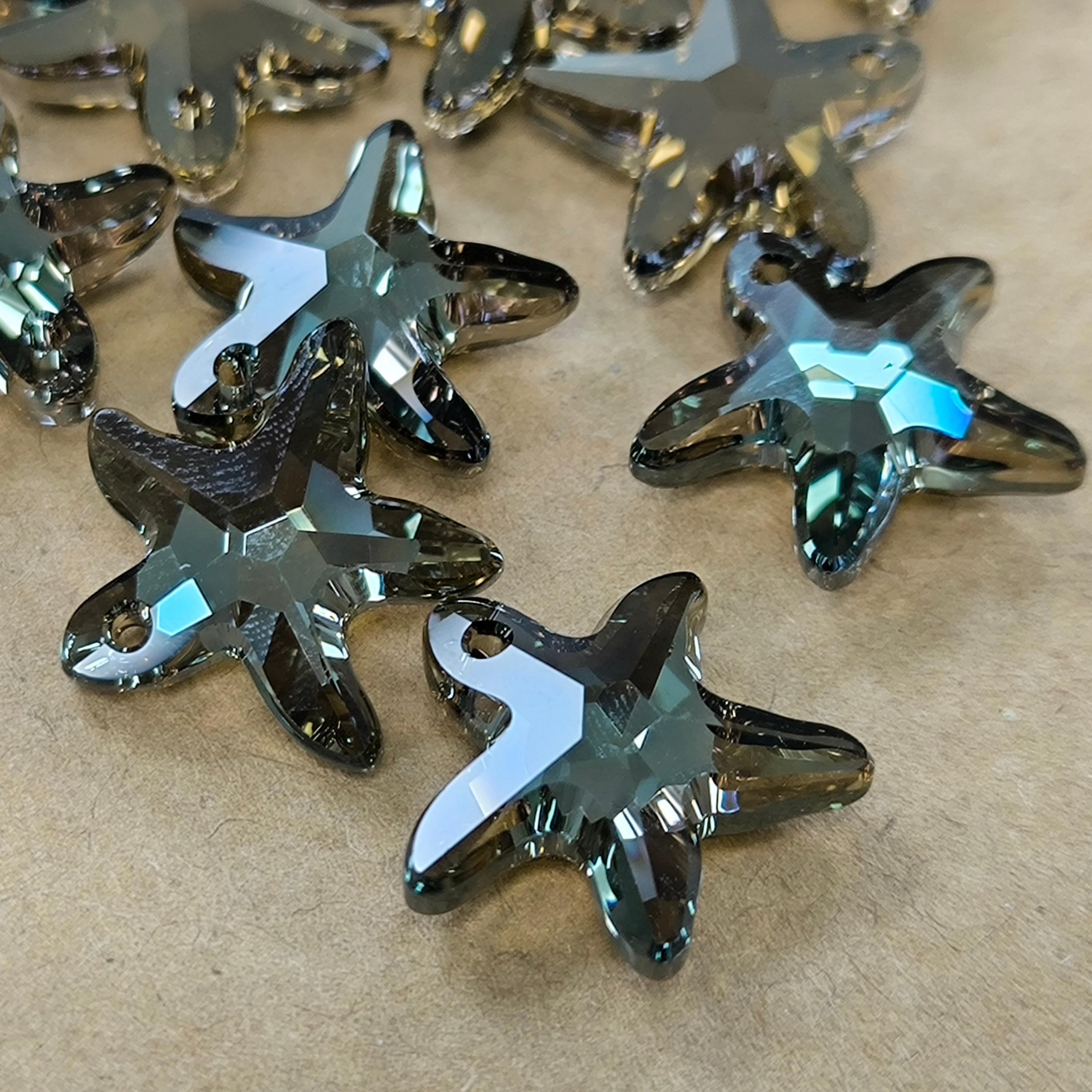 VTG retired スワロフスキー JEWELS OF FANTASY Swarovski Crystal Starfish Pendant: Bronze Shade Ocean Jewelry
