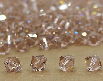 Swarovski Vintage Rose Crystal Bicone Beads: 6mm Pale Pink