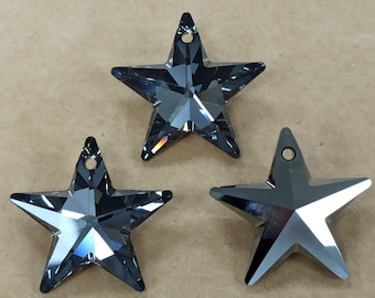 Swarovski Star Crystal Pendant: Silver Night Gray, DIY Jewelry Making