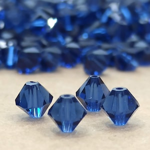 Swarovski Dark Sapphire Crystal Bicone Beads, Navy Blue Beads, Midnight Blue Beads, Royal Blue Beads, Dark Blue Beads, 6mm Blue Beads