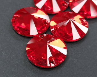 Swarovski Light Siam Rivoli Sew On Crystal: 14mm Red Rhinestone