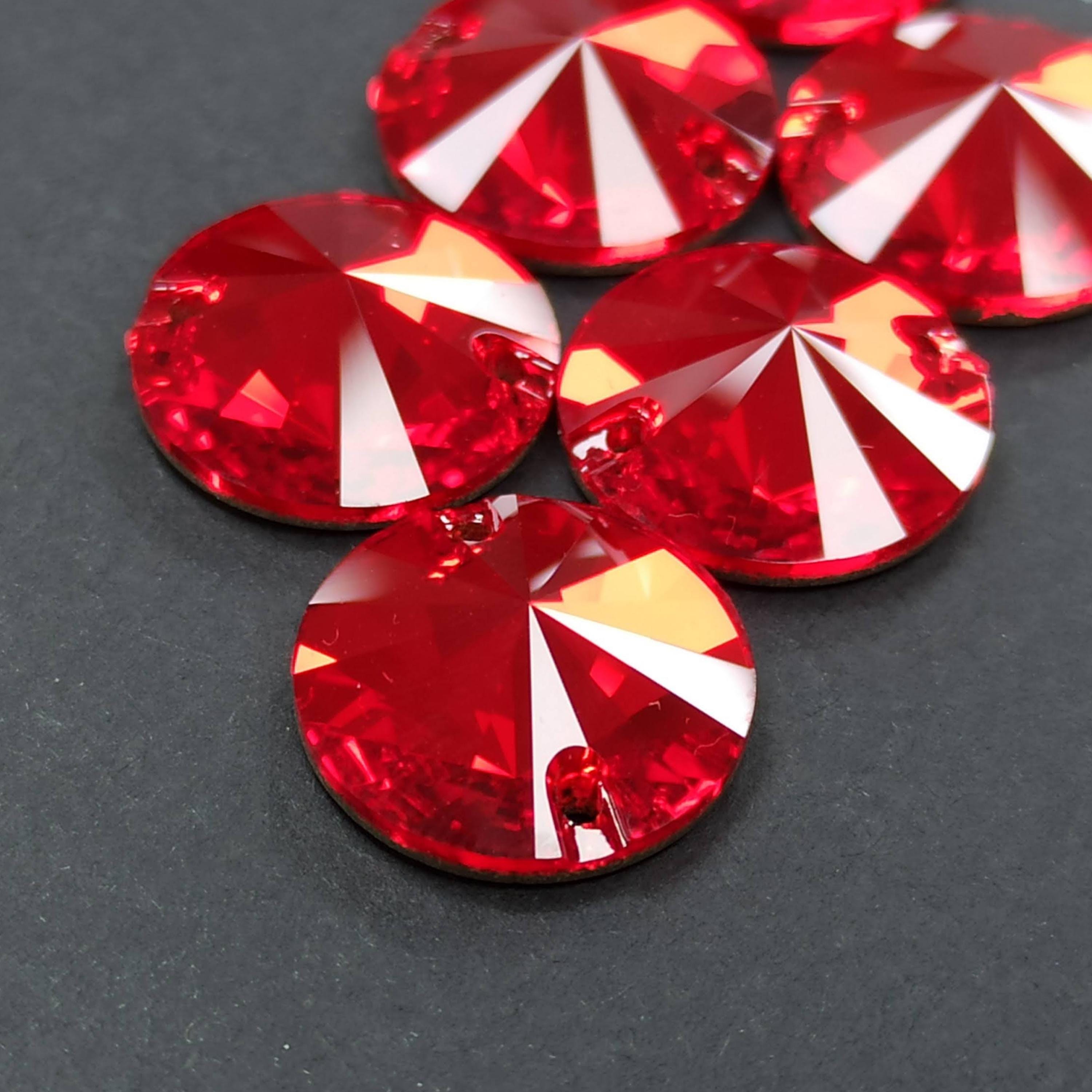 Swarovski Light Siam Rivoli Sew on Crystal: 14mm Red Rhinestone - Etsy