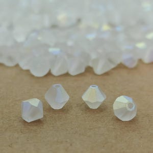 Swarovski Matte Crystal Bicone Beads: Clear AB, 6mm