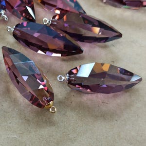 Swarovski Twisted Lilac Shadow Crystal Pendant: 34.5mm Drop with Classic Cap