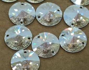 Swarovski 16mm Rivoli Crystal Moonlight Sew on Two Hole Crsytal Stone, Rivoli Rhinestones, Crystal Moonlight, Flat Back, Swarovski Rare